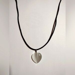 Clear Heart on Black Nylon Cord